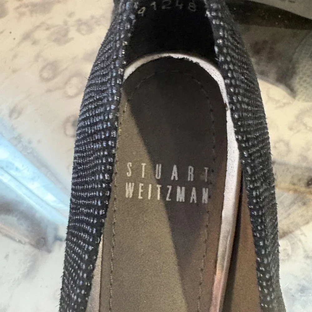 Stuart Weitzman Shoes Womens Size 6.5N Black Block‎ Heel Pumps Dress Classic